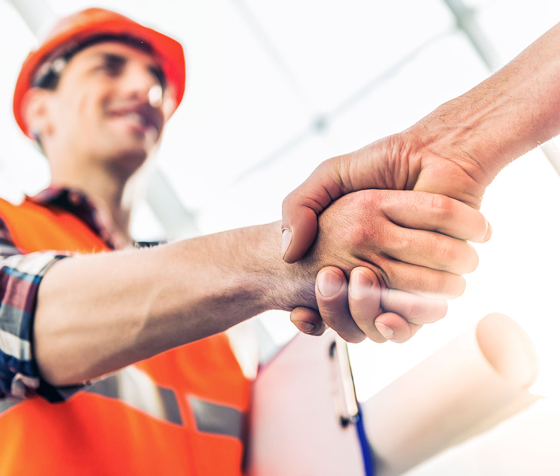 Sky Windows Workers Shaking Hands